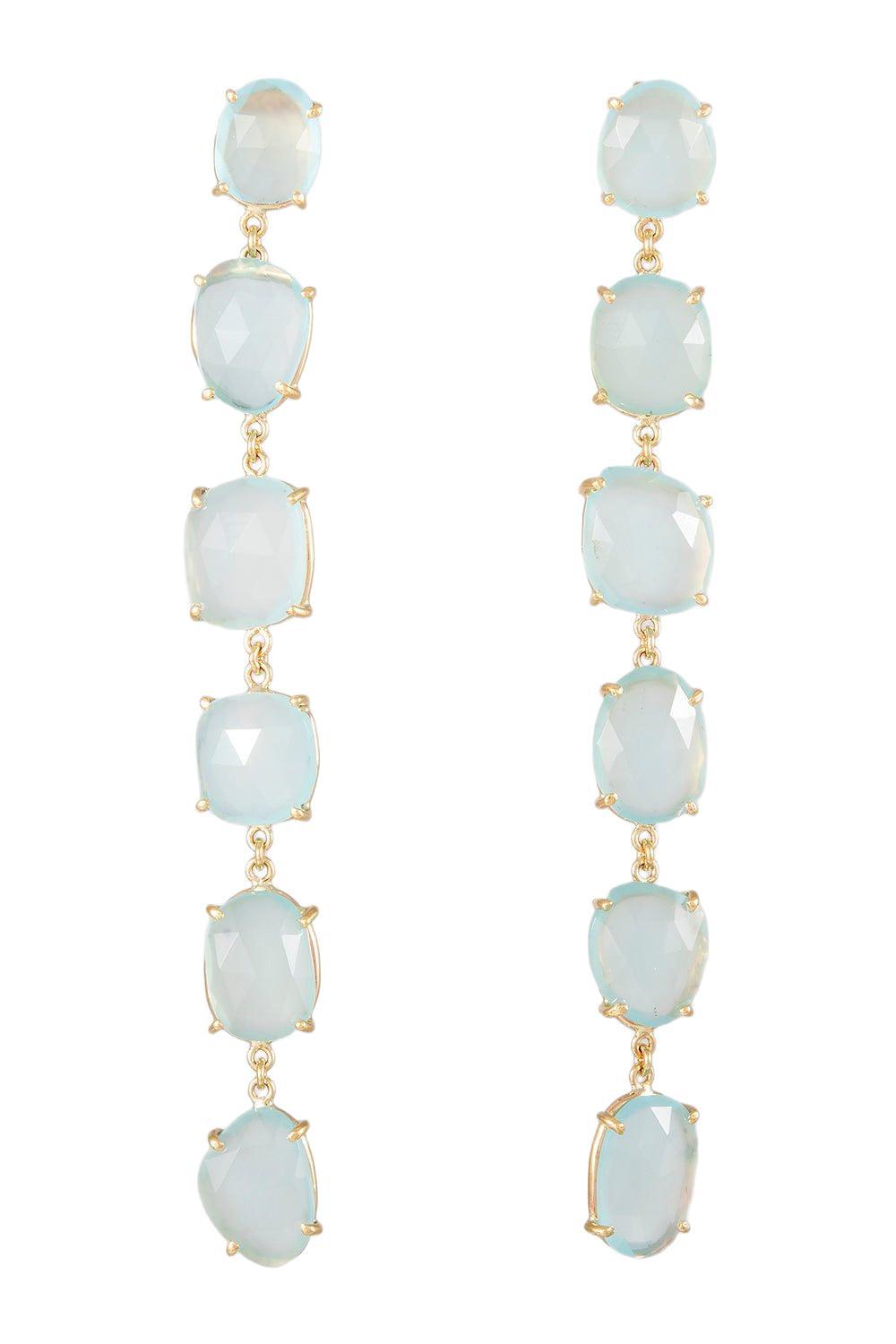 Small Freeform Slice Chalcedony Earrings-YELLOW GOLD-JEWELRYFINE JEWELEARRING-JACQUIE AICHE