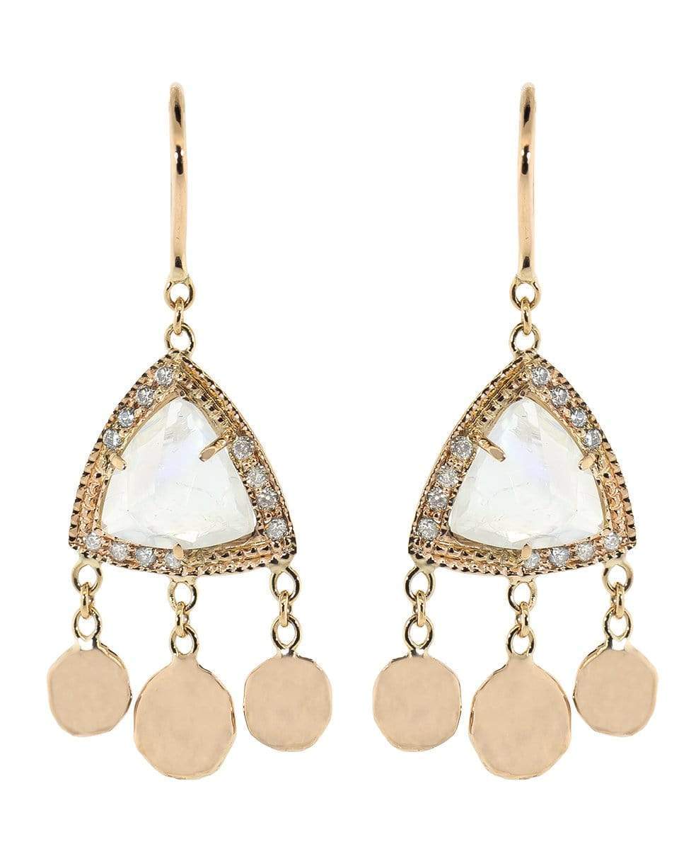 JACQUIE AICHE-Moonstone Pyramid and Diamond Shaker Earrings-ROSE GOLD