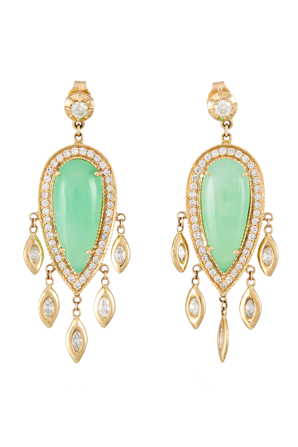 Chrysoprase Teardrop Earrings-YELLOW GOLD-JEWELRYFINE JEWELEARRING-JACQUIE AICHE