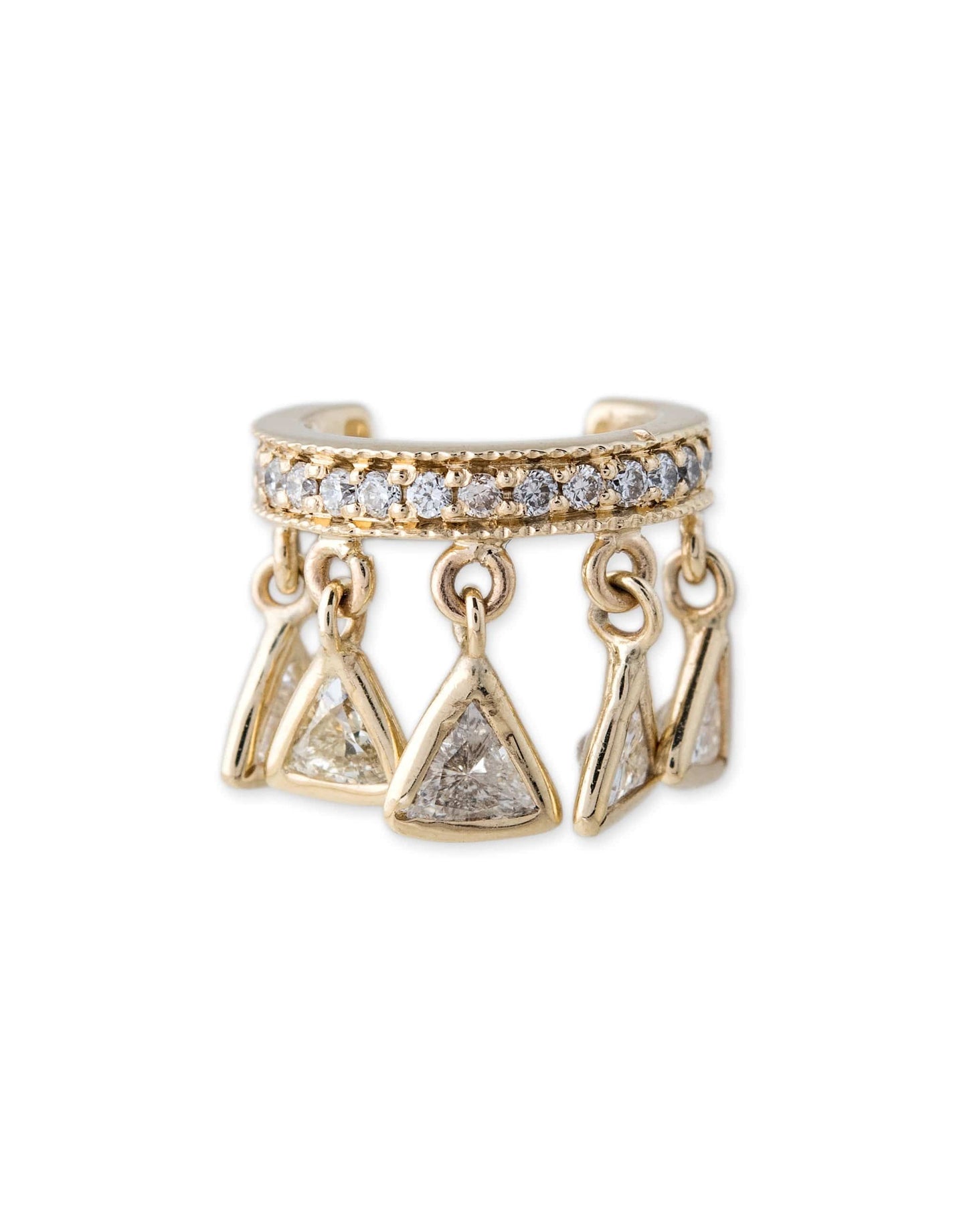 JACQUIE AICHE-Trillion Diamond Shaker Earcuff-YELLOW GOLD