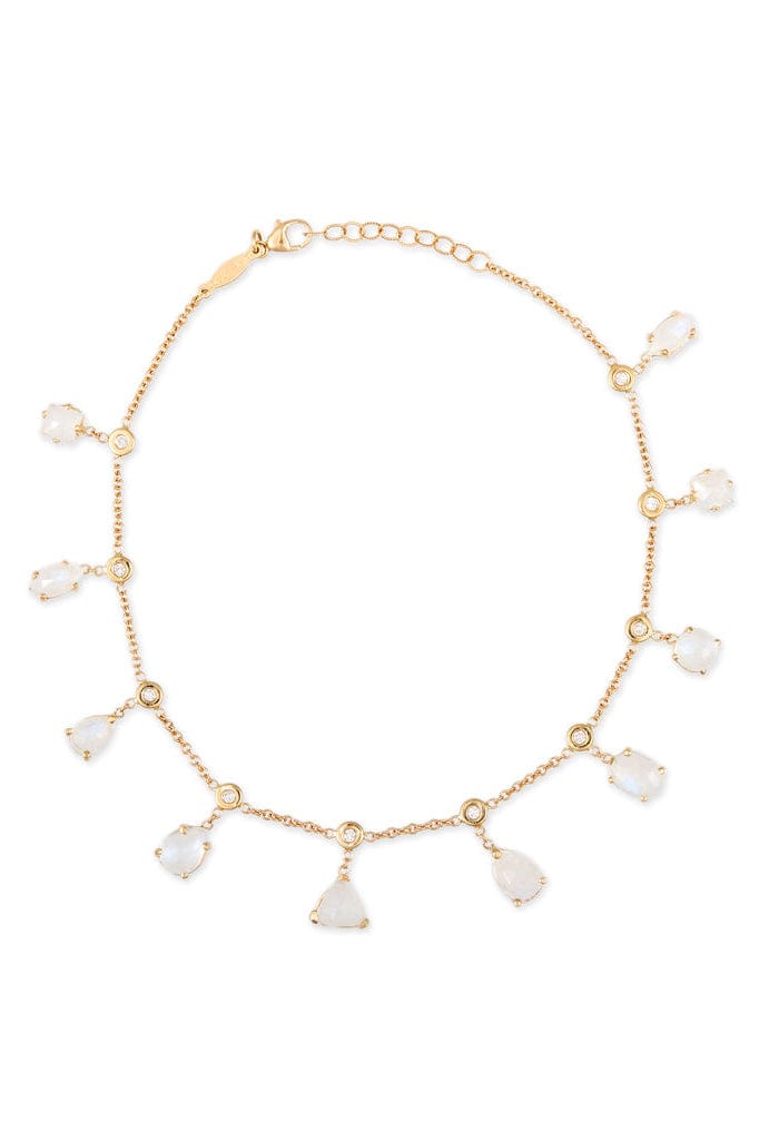 JACQUIE AICHE-Moonstone Diamond Shaker Anklet-YELLOW GOLD