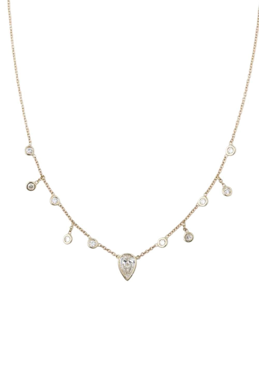 Teardrop Diamond Shaker Necklace-YELLOW GOLD-JEWELRYFINE JEWELNECKLACE O-JACQUIE AICHE