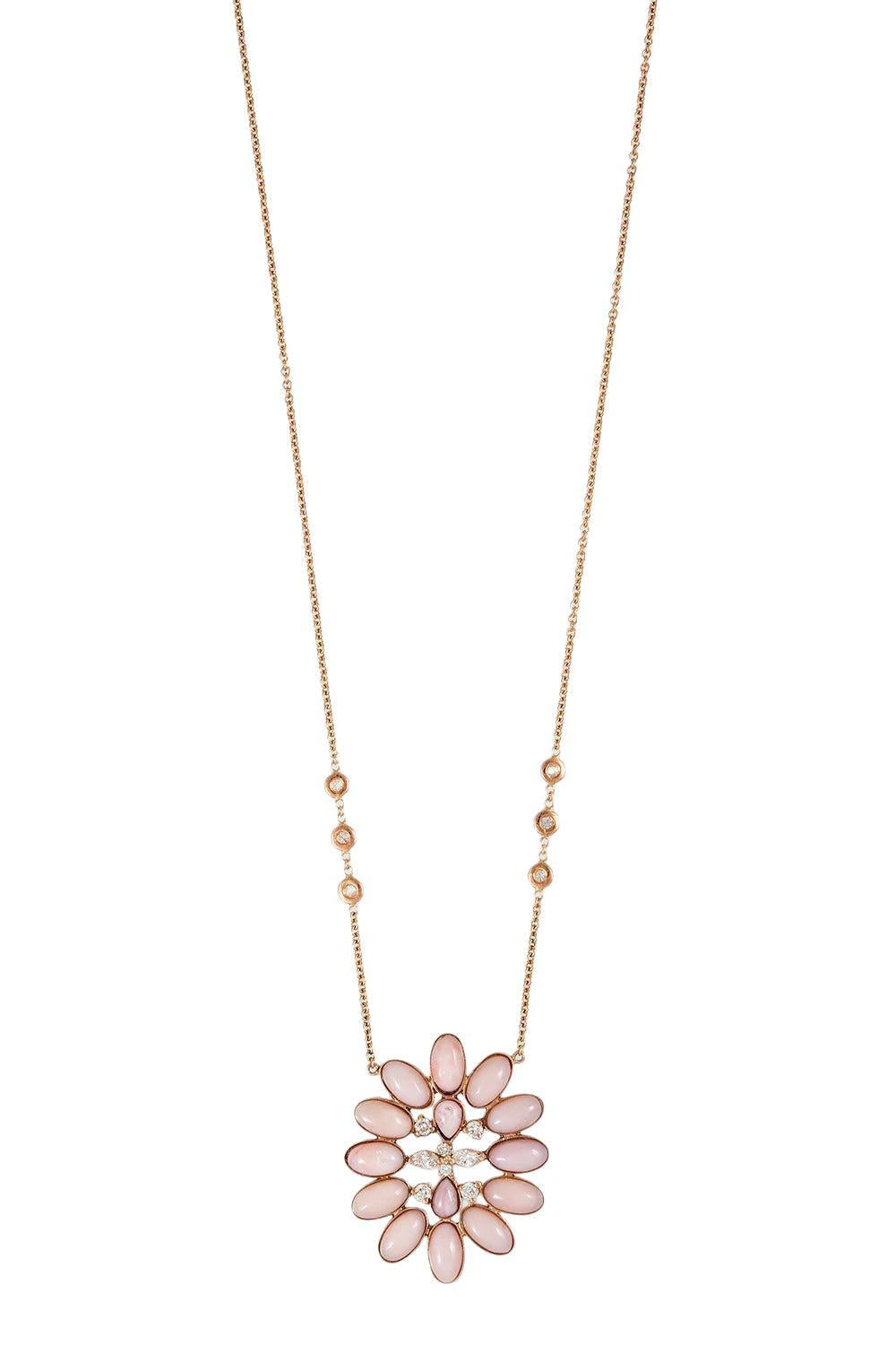 Pink Opal Blossom Necklace-YELLOW GOLD-JEWELRYFINE JEWELNECKLACE O-JACQUIE AICHE
