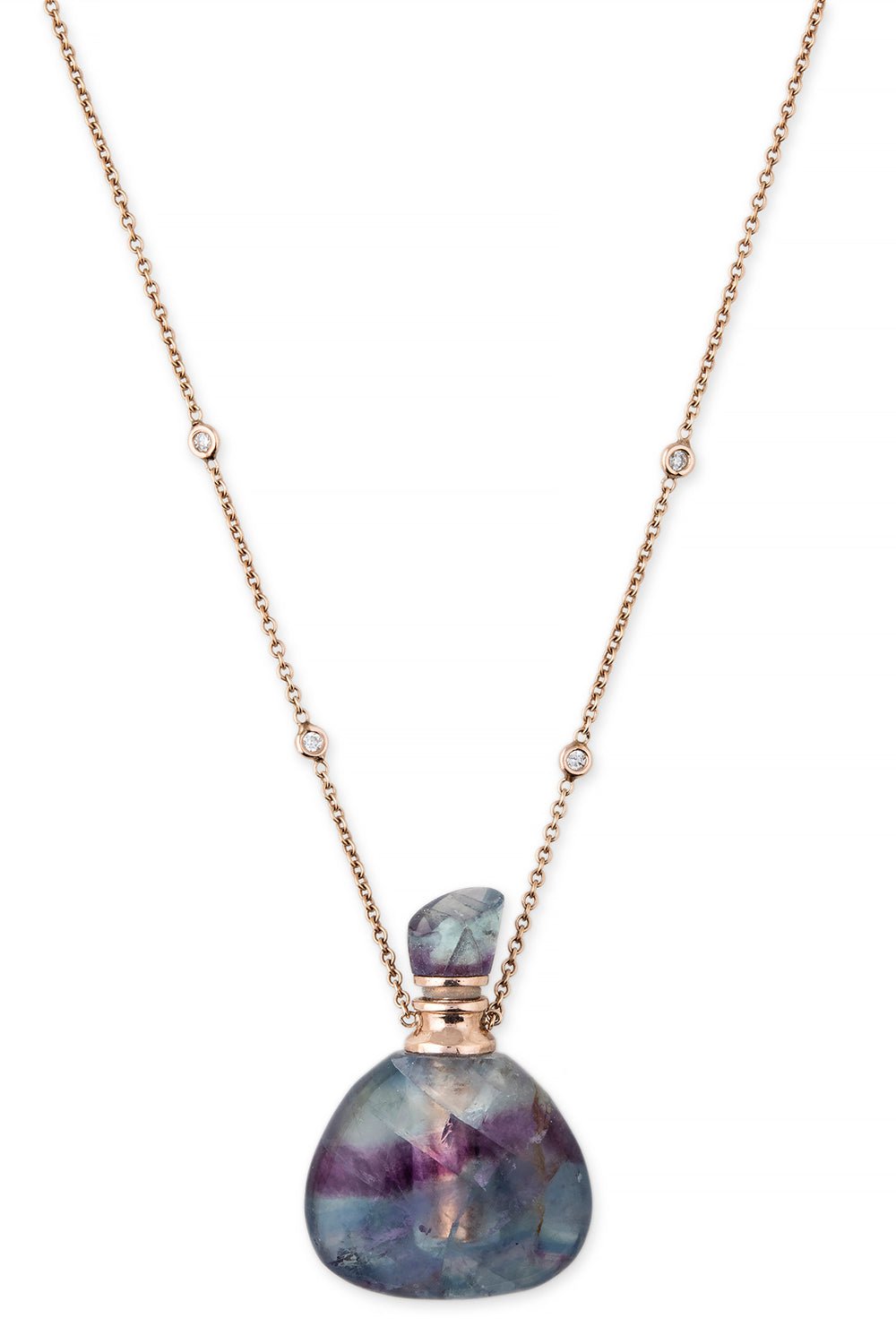 JACQUIE AICHE-Medium Fluorite Potion Bottle Necklace - Rose Gold-ROSE GOLD