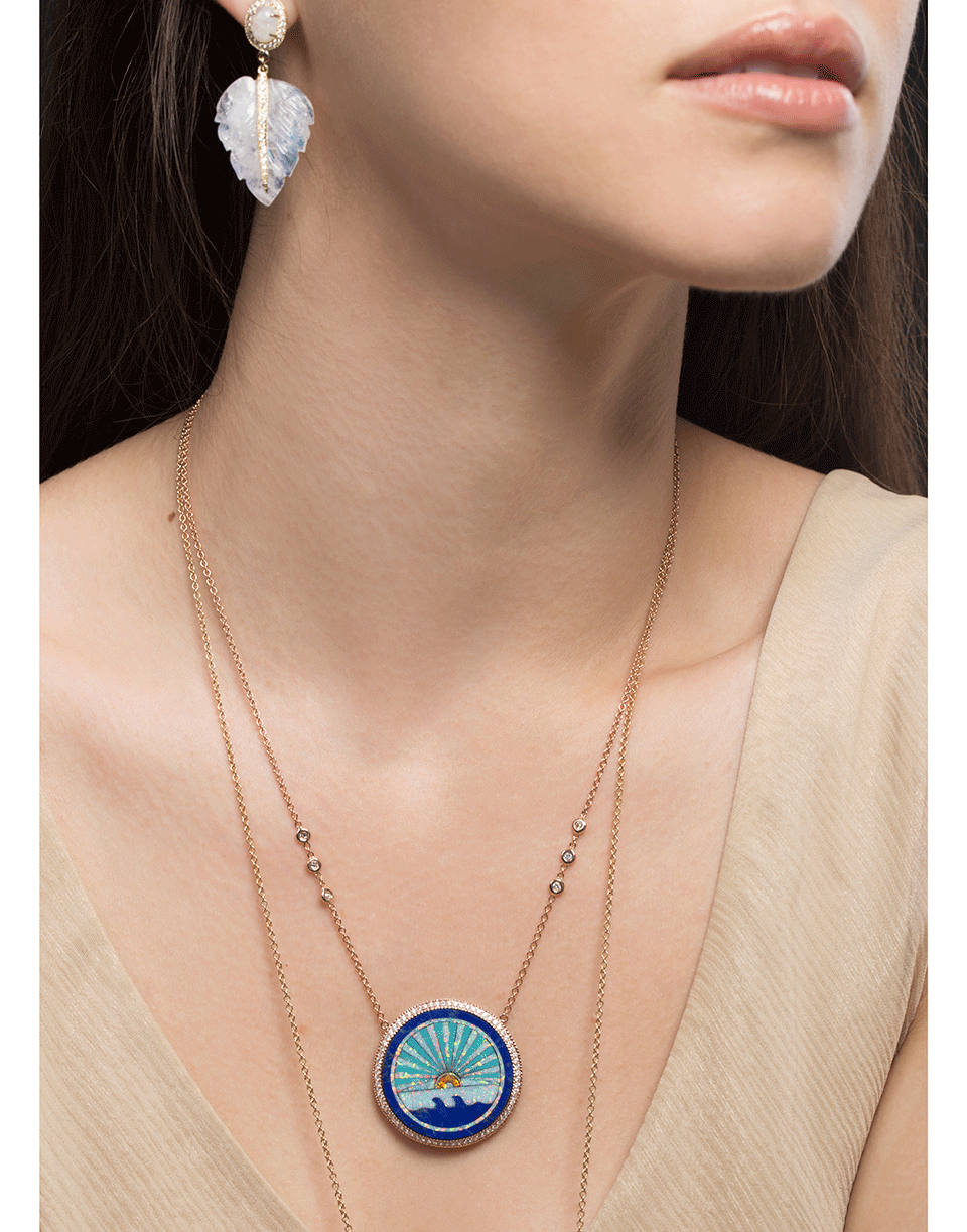 JACQUIE AICHE-Opal, Turquoise, and Lapis Sunshine Necklace-ROSE GOLD