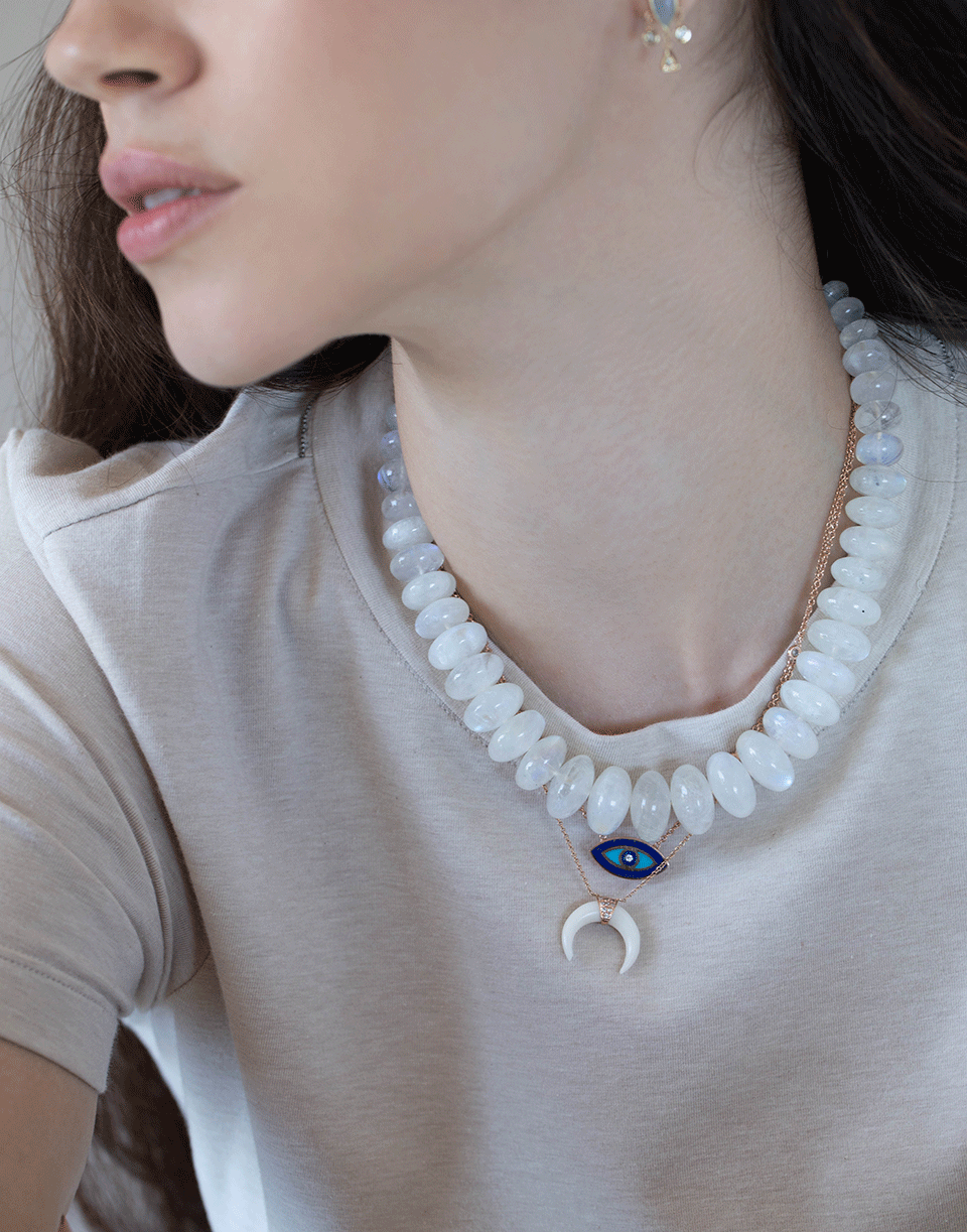 JACQUIE AICHE-Turquoise, Lapis and Inlay Eye Necklace-ROSE GOLD