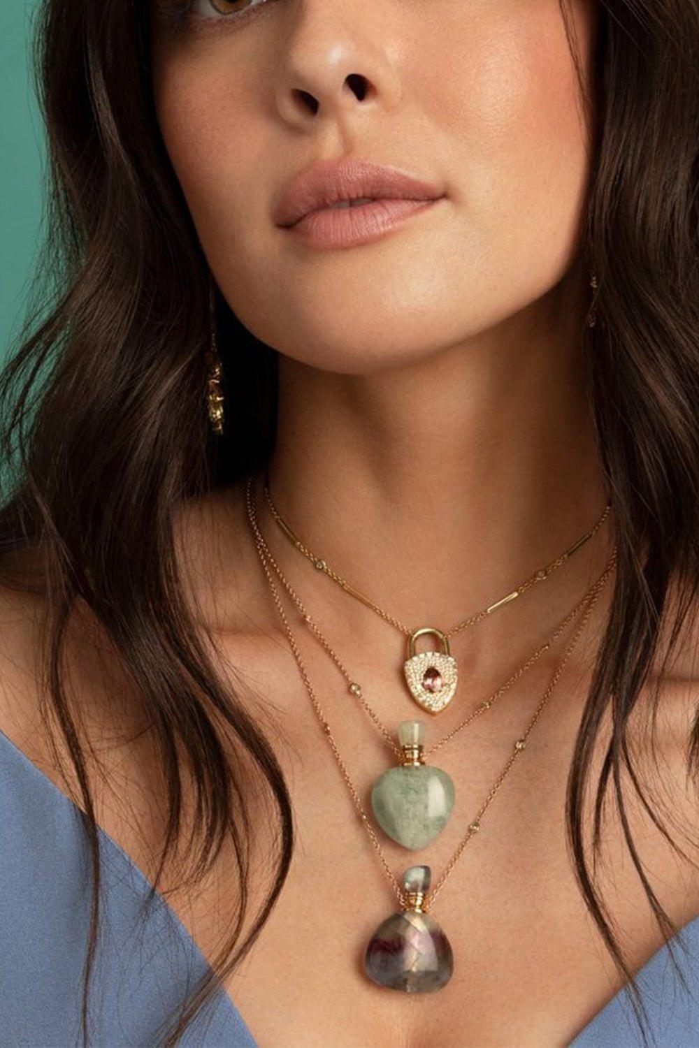 Llife　QUILLE BOTTLE NECKLACE Aquamarine Potion Bottle Necklace - Yellow Gold | JACQUIE AICHE