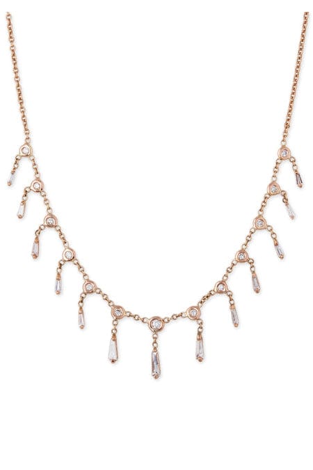 JACQUIE AICHE-Baguette Diamond Shaker Necklace-YELLOW GOLD
