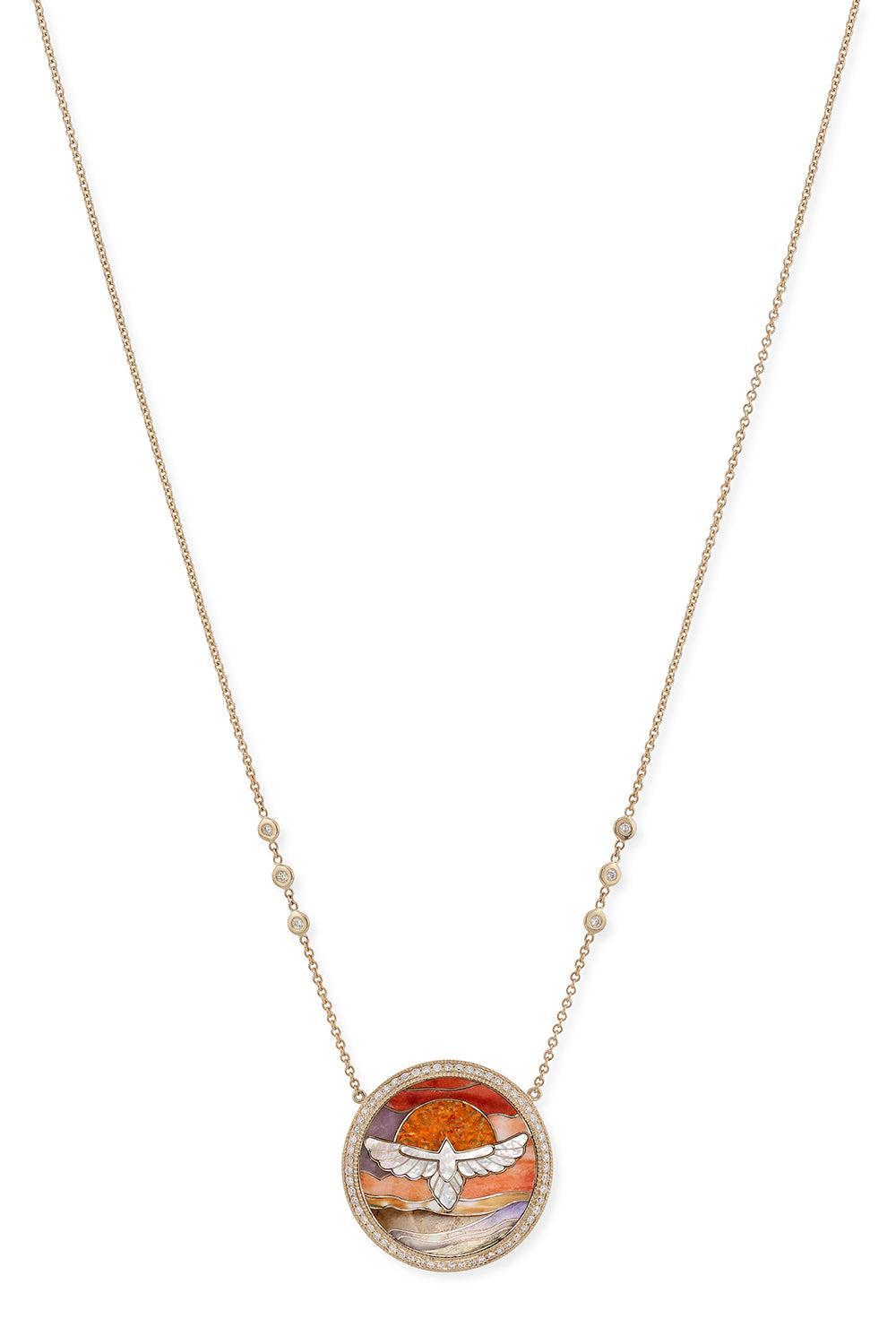 Diamond Pearl Thunderbird Scenic Necklace-YELLOW GOLD-JEWELRYFINE JEWELNECKLACE O-JACQUIE AICHE