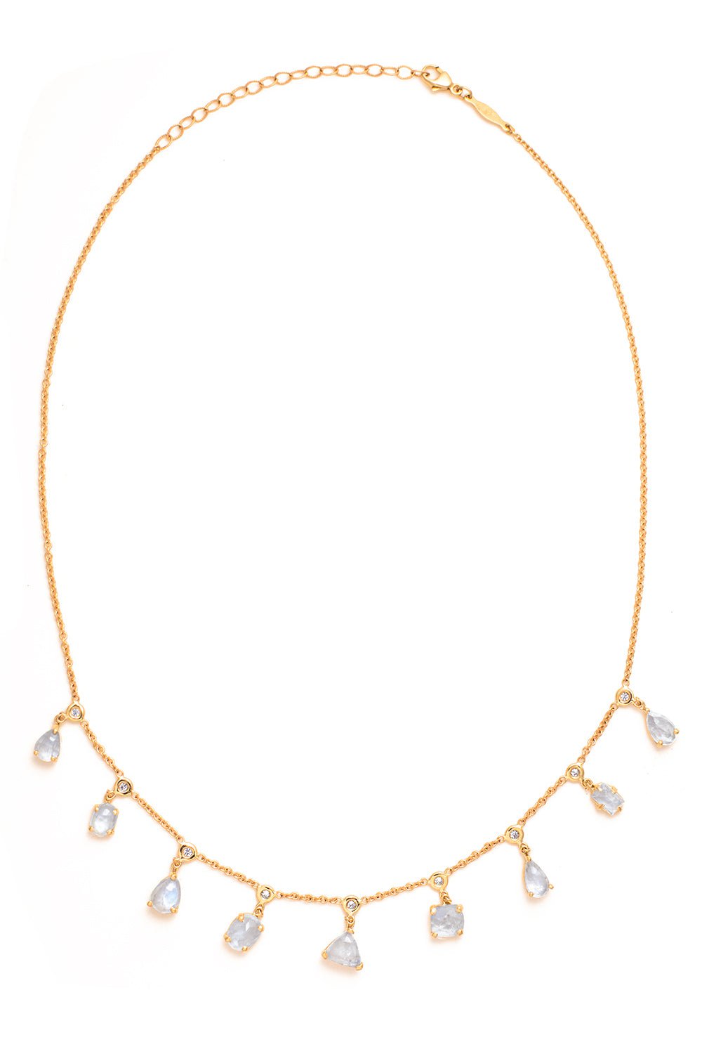 JACQUIE AICHE-Moonstone Diamond Shaker Necklace-YELLOW GOLD