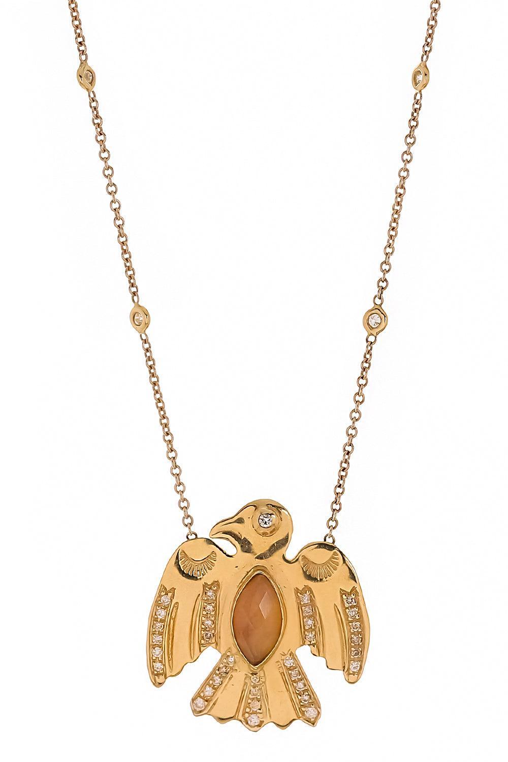 Opal Eagle Necklace-YELLOW GOLD-JEWELRYFINE JEWELNECKLACE O-JACQUIE AICHE