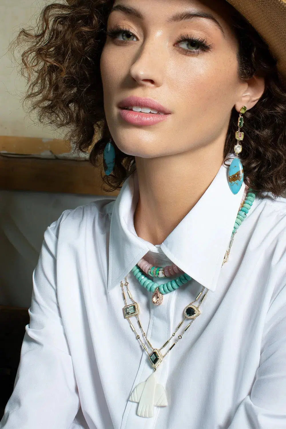 JACQUIE AICHE-Pink Opal Bead Necklace-YELLOW GOLD