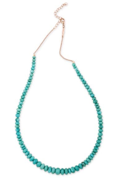 JACQUIE AICHE-Small Graduated Turquoise Beaded Necklace-YELLOW GOLD