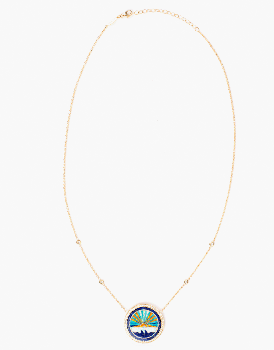 JACQUIE AICHE-Sunset Opal Inlay Necklace-YELLOW GOLD