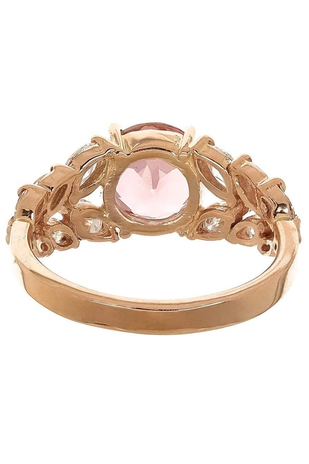 JACQUIE AICHE-Pink Tourmaline & Marquis Flower Diamond Ring-ROSE GOLD