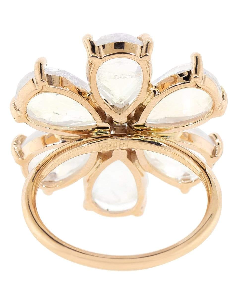 JACQUIE AICHE-Moonstone and Diamond Flower Ring-ROSE GOLD