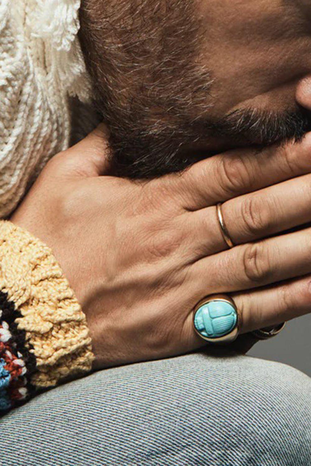 JACQUIE AICHE-Turquoise Scarab Ring-YELLOW GOLD