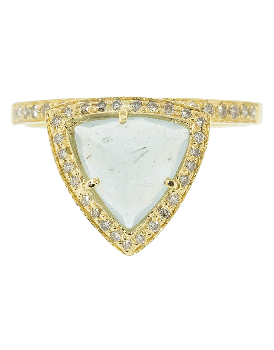 JACQUIE AICHE-Aquamarine and Diamond Pyramid Ring-YELLOW GOLD