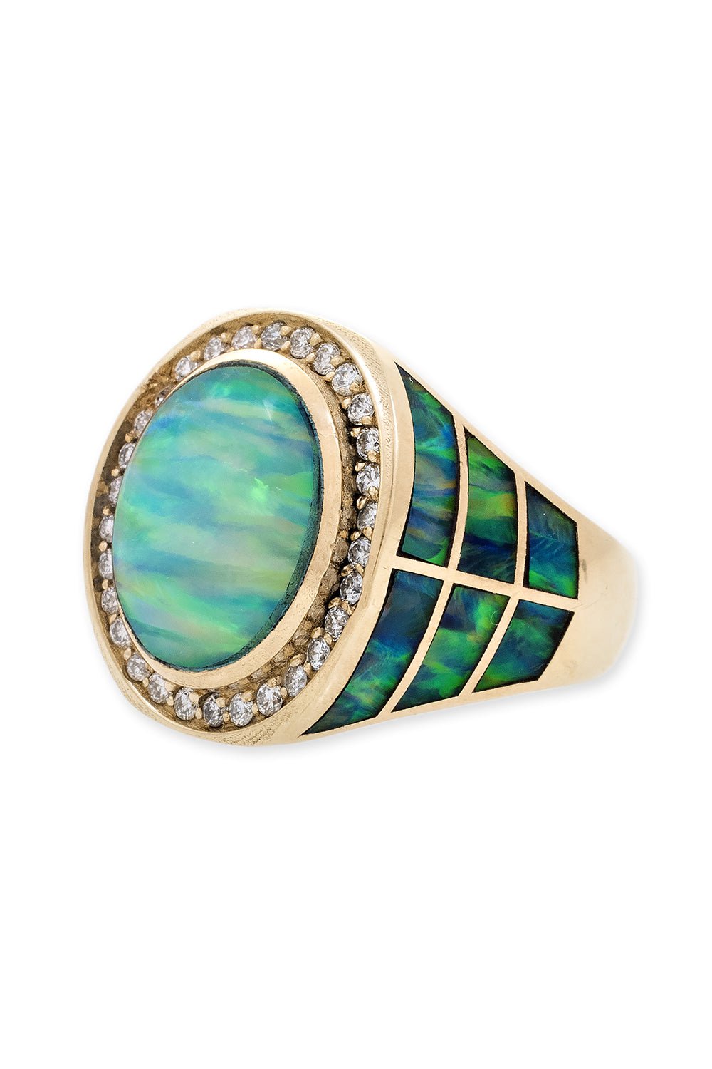 JACQUIE AICHE-Opal Inlay Signet Ring-YELLOW GOLD
