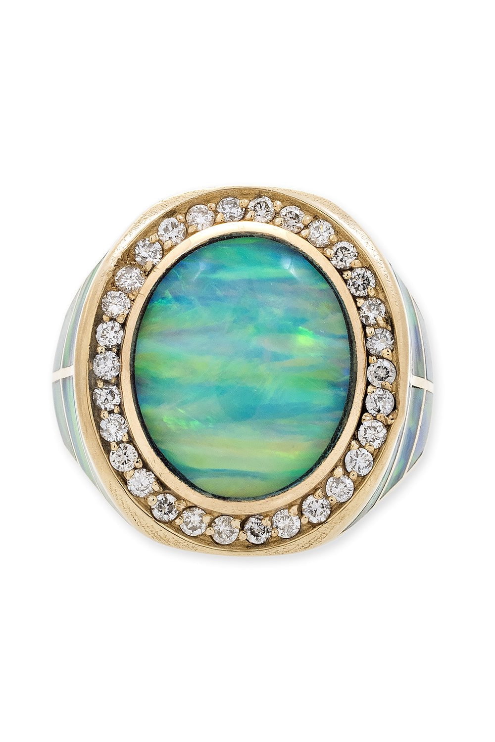 JACQUIE AICHE-Opal Inlay Signet Ring-YELLOW GOLD