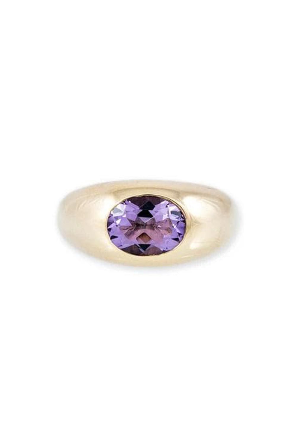 JACQUIE AICHE-Medium Amethyst Dome Ring-YELLOW GOLD