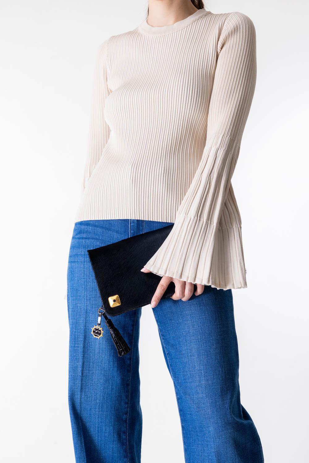 Fold-Over Clutch - Black-BLK/GLD-HANDBAGCLUTCHES-JADA LOVELESS