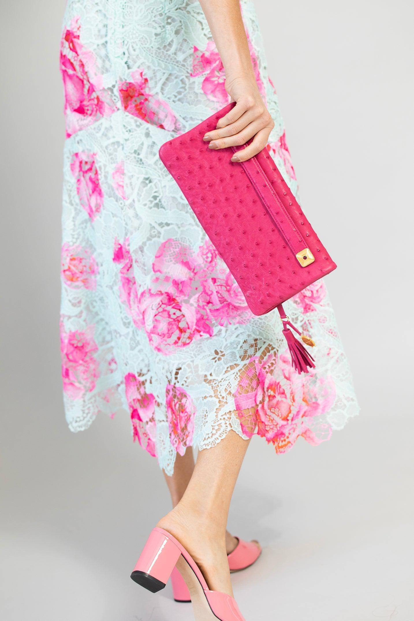 JADA LOVELESS-Foldover Clutch - Bright Pink-BRT PINK