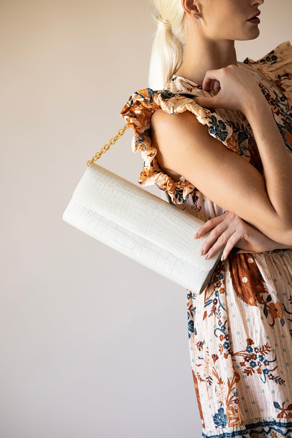 JADA LOVELESS-American Alligator Clutch - Dune-DUNE