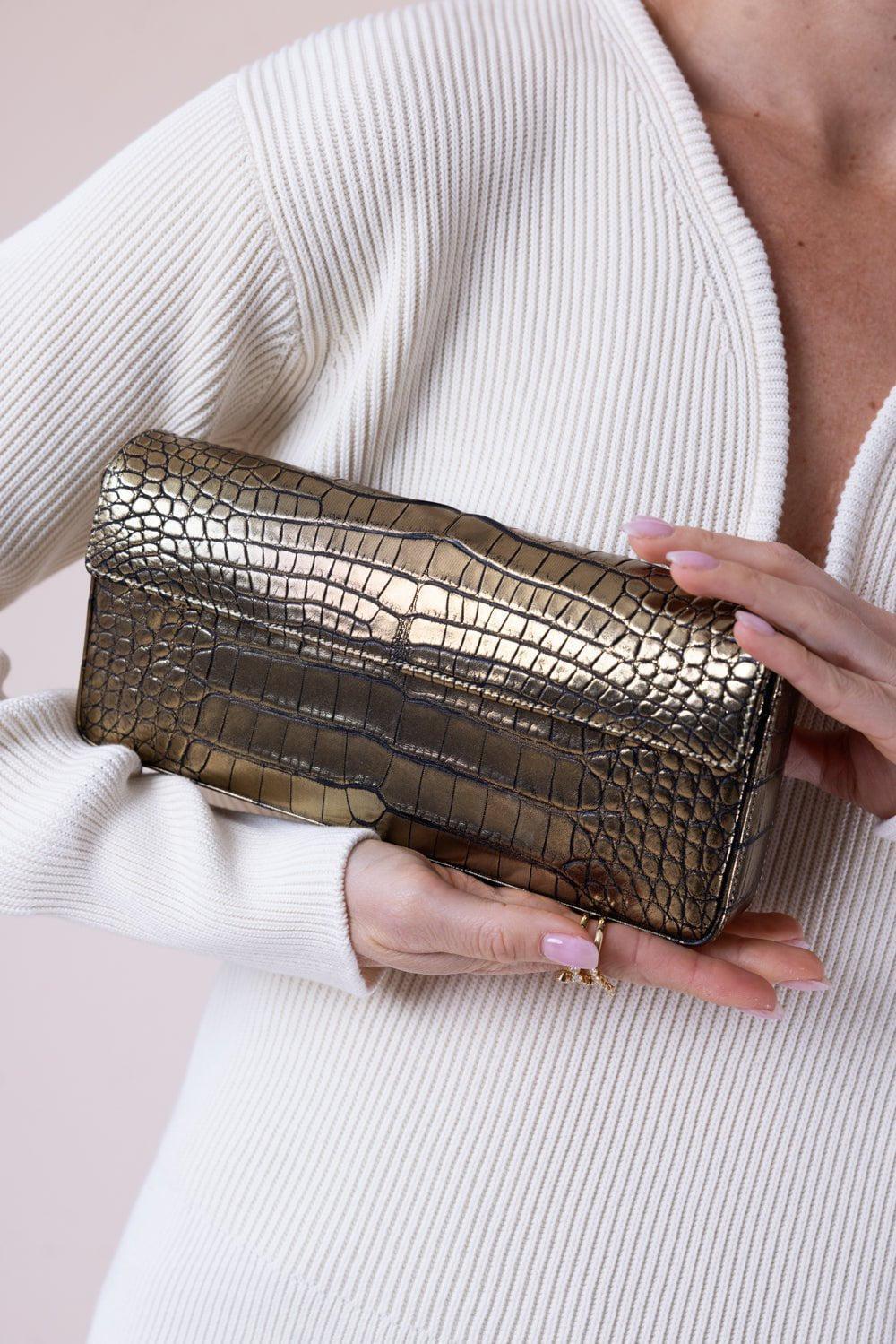 JADA LOVELESS-Parker Box Clutch - Gold-GOLD