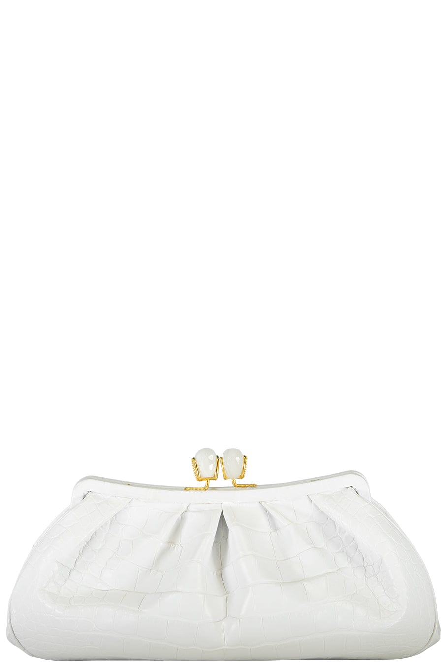 JADA LOVELESS-Kisslock Clutch - White-WHITE