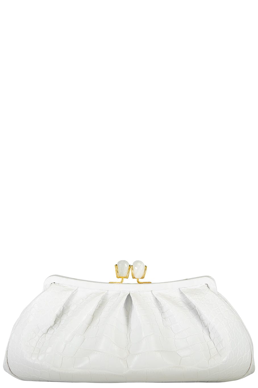 JADA LOVELESS-Kisslock Clutch - White-WHITE