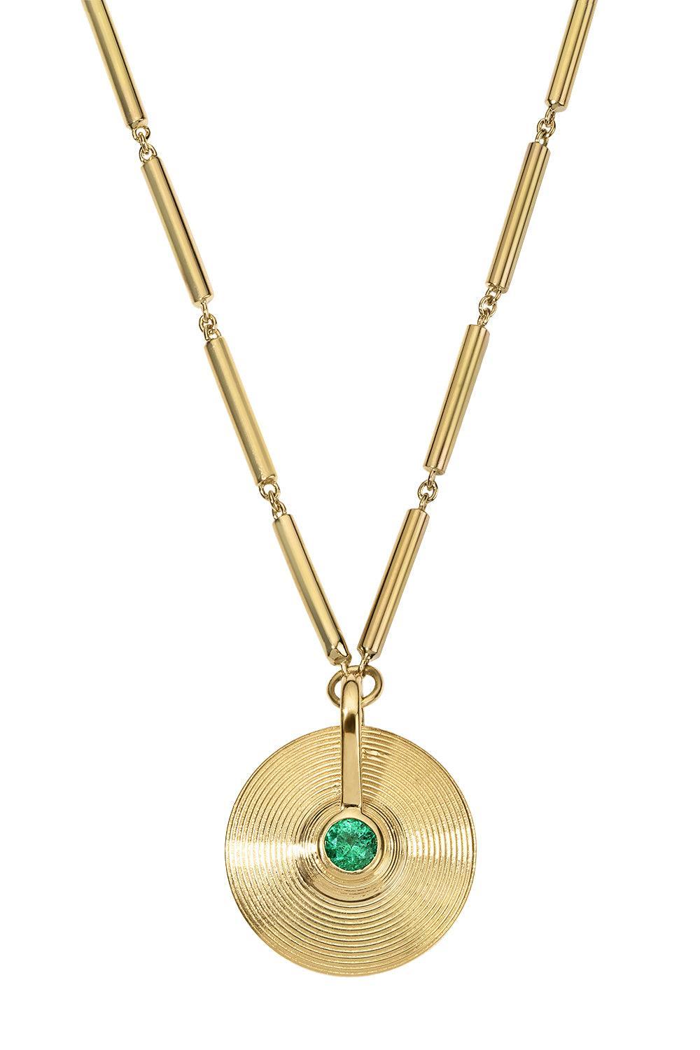 Emerald Extra Small Cymbal Pendant Necklace-YELLOW GOLD-18-JEWELRYFINE JEWELNECKLACE O-JADE RUZZO