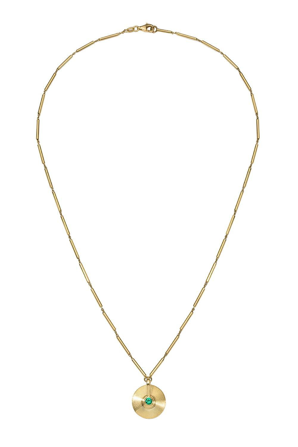 Emerald Extra Small Cymbal Pendant Necklace-YELLOW GOLD-18-JEWELRYFINE JEWELNECKLACE O-JADE RUZZO