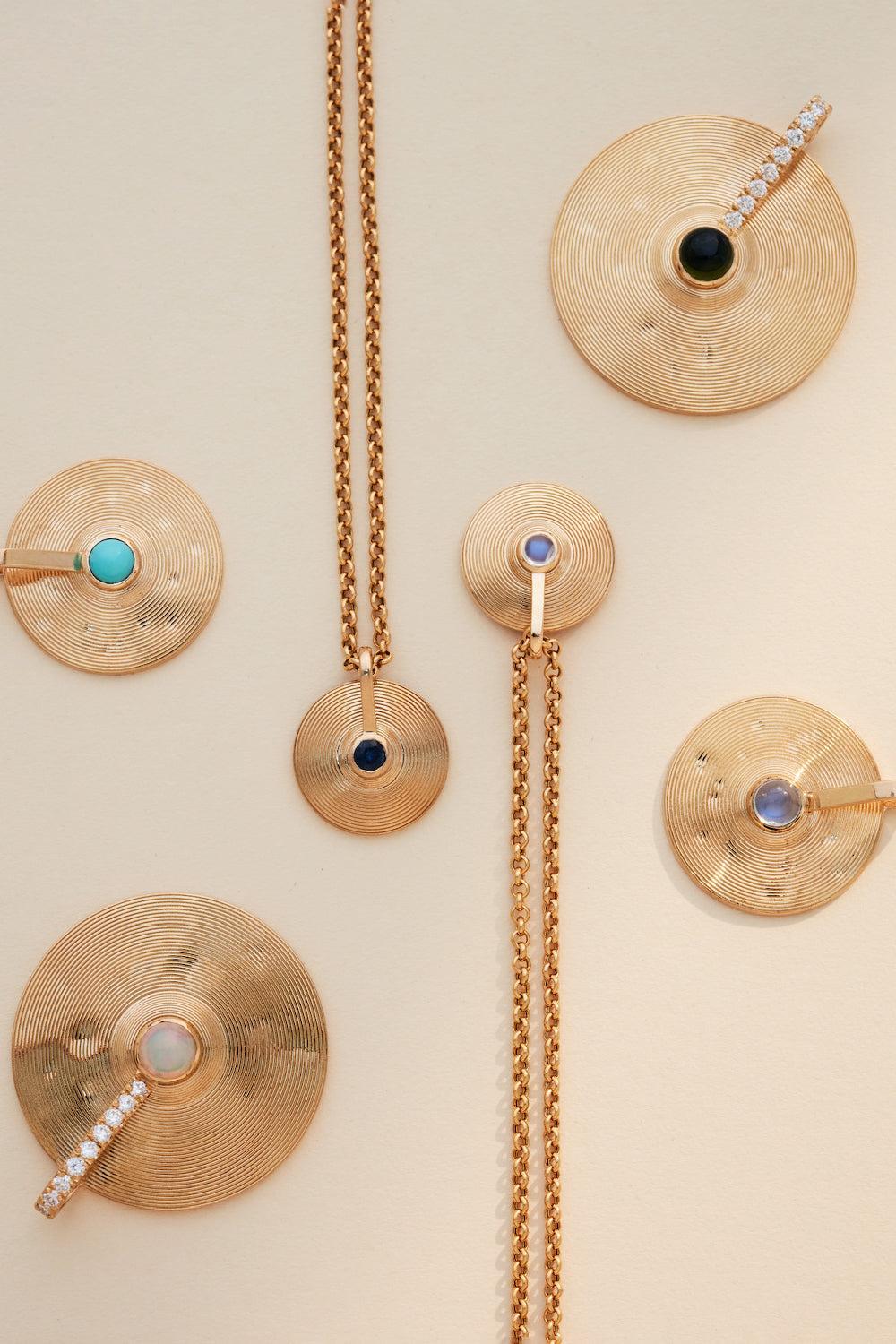 Turquoise Small Cymbal Pendant-YELLOW GOLD-S-JEWELRYFINE JEWELPENDANT-JADE RUZZO