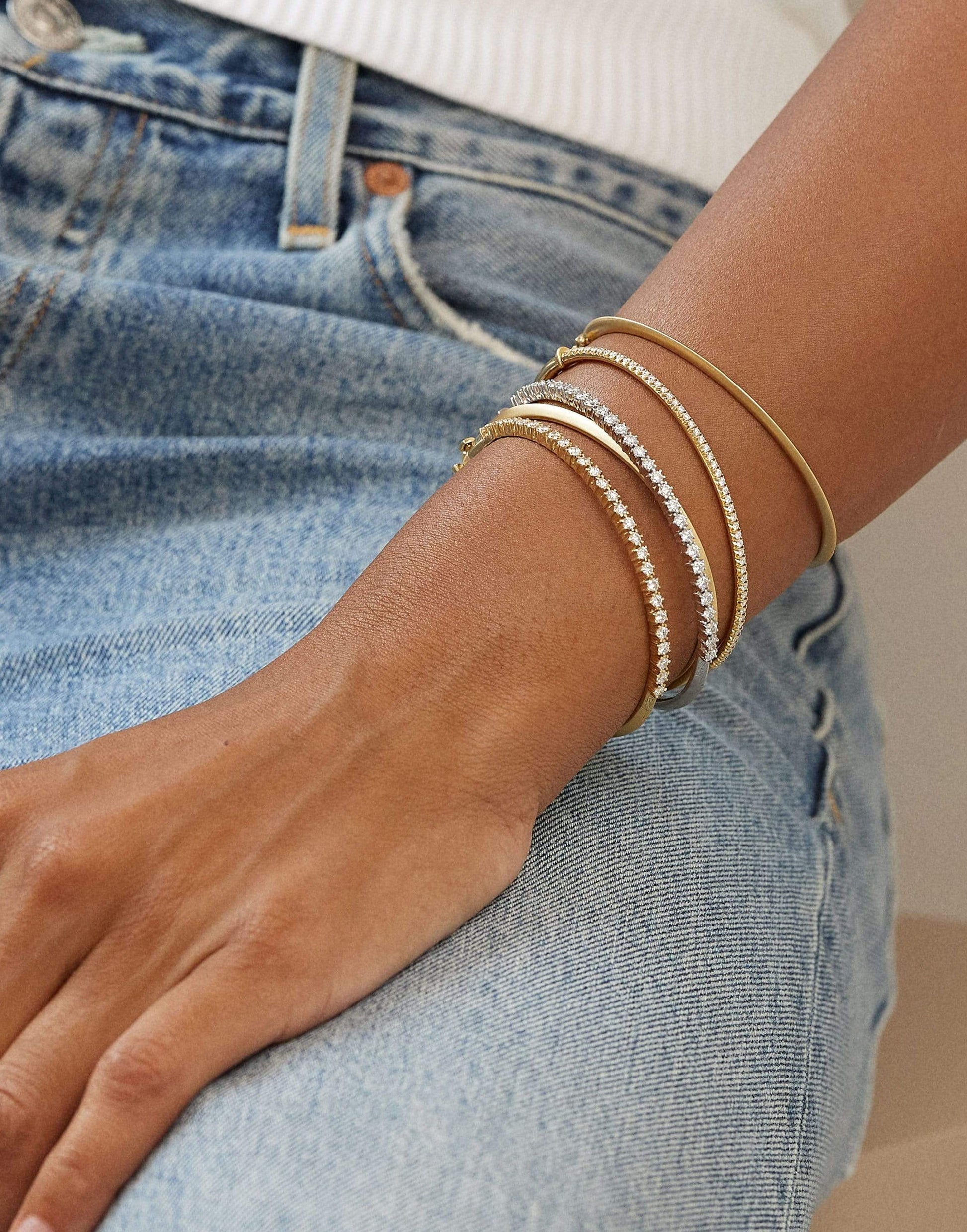 JADE TRAU-Catherine Diamond Cuff - Medium-YELLOW GOLD