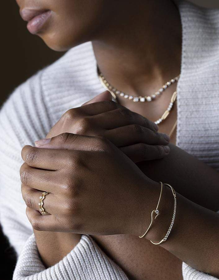 JADE TRAU-Diamond Penelope Hook Bangle-YELLOW GOLD