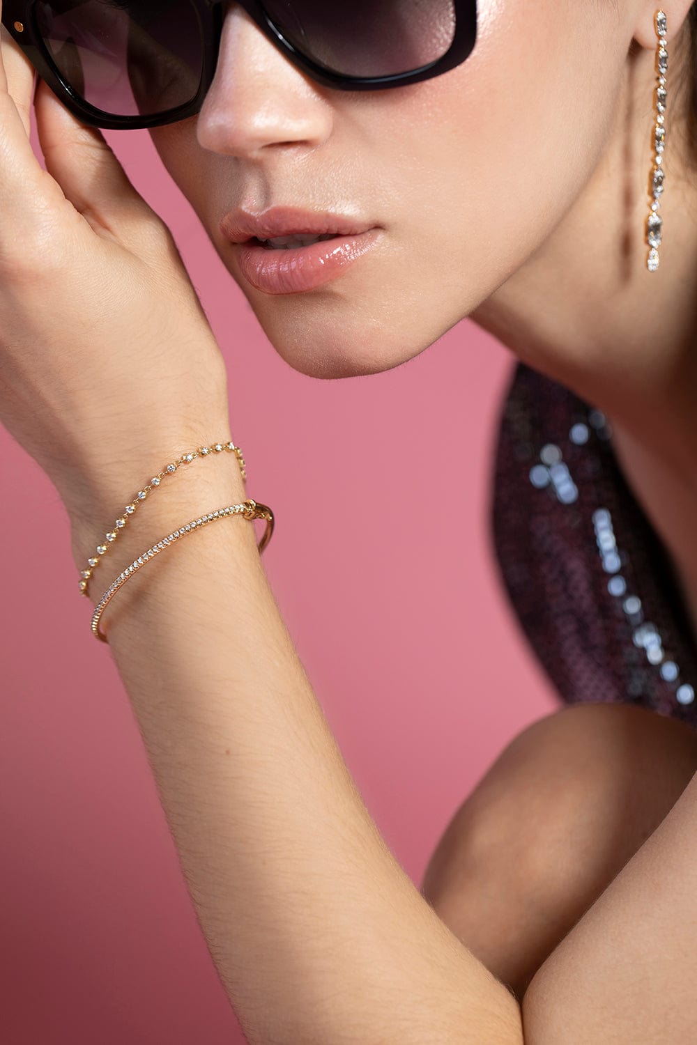 JADE TRAU-Small Sophisticate Diamond Line Bracelet-YELLOW GOLD