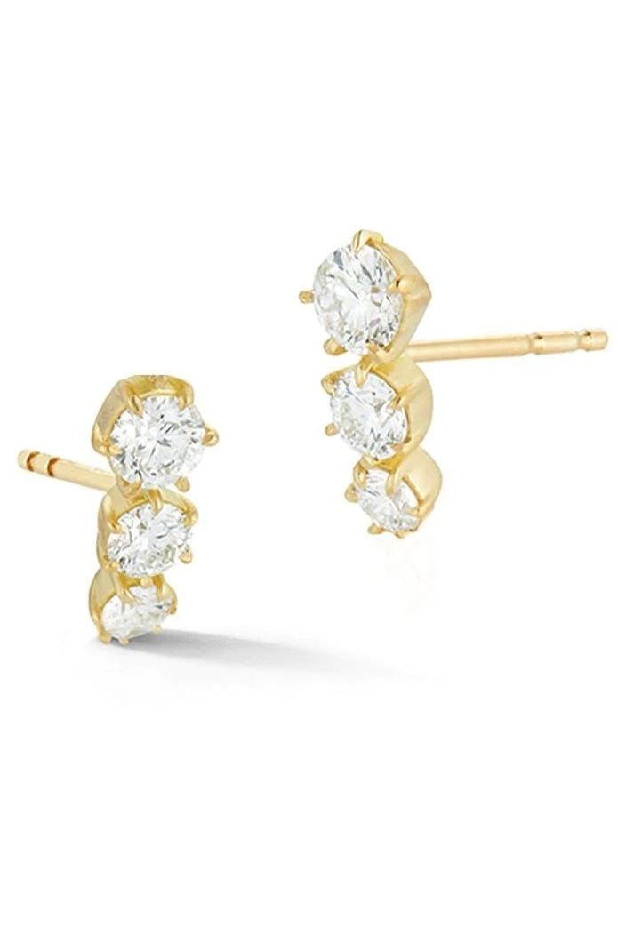 JADE TRAU-Ara Three Stone Studs-YELLOW GOLD