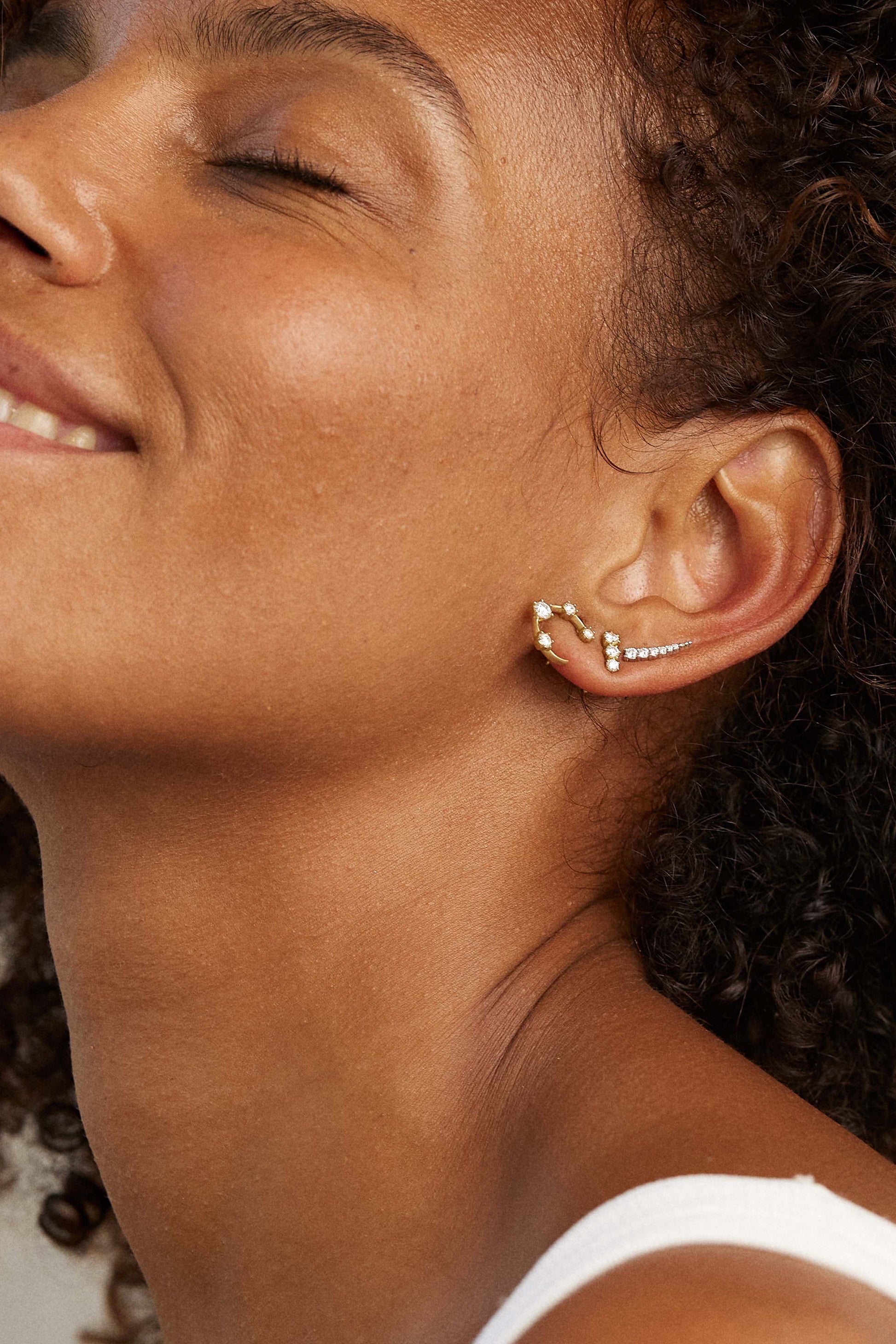 JADE TRAU-Mini Luna Studs-YELLOW GOLD