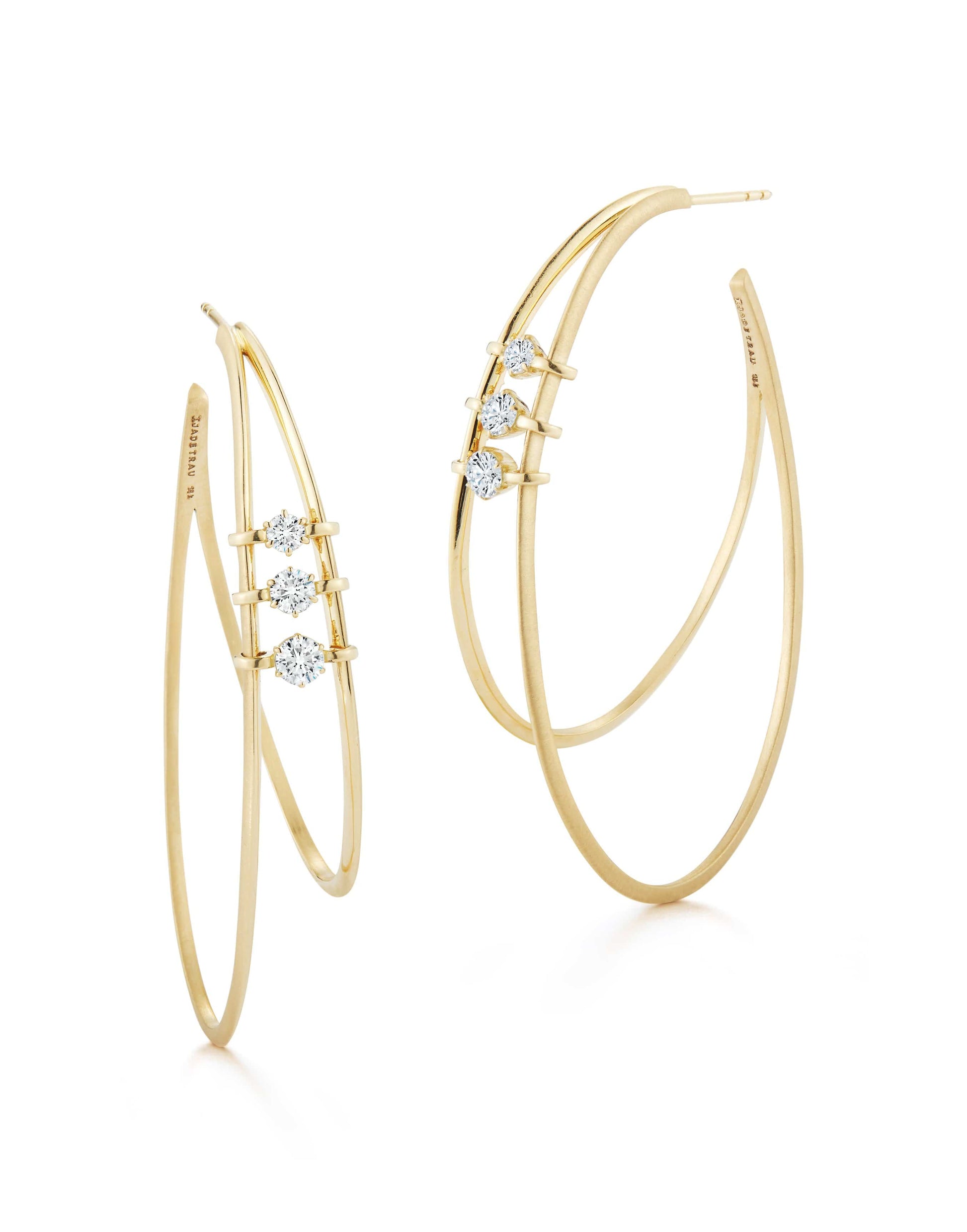 JADE TRAU-Penelope Double Diamond Hoops-YELLOW GOLD