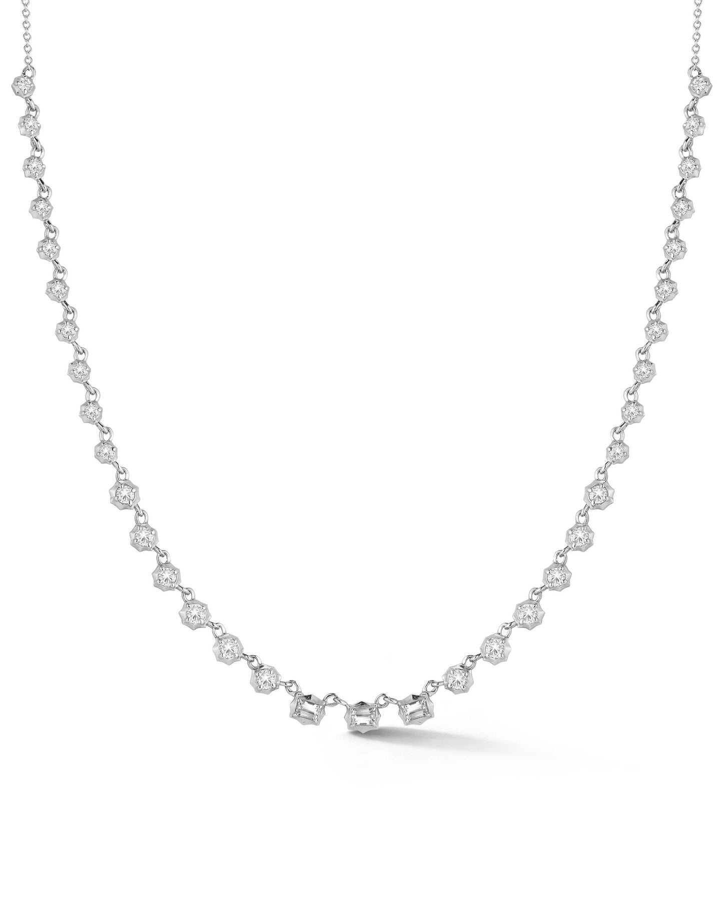 JADE TRAU-Small Vanguard Riviera Necklace-WHITE GOLD