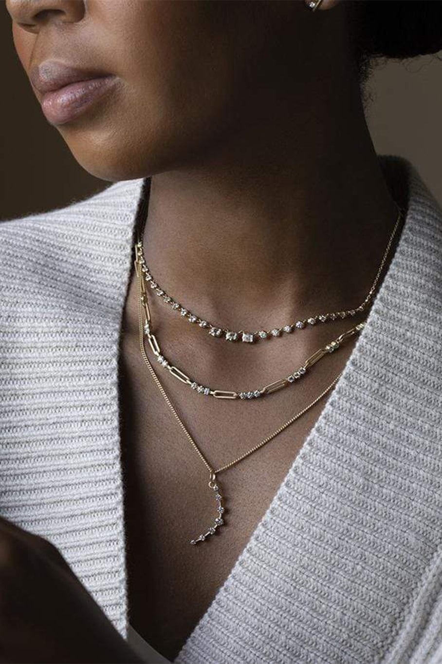 JADE TRAU-Pia Diamond Chain Necklace-YELLOW GOLD