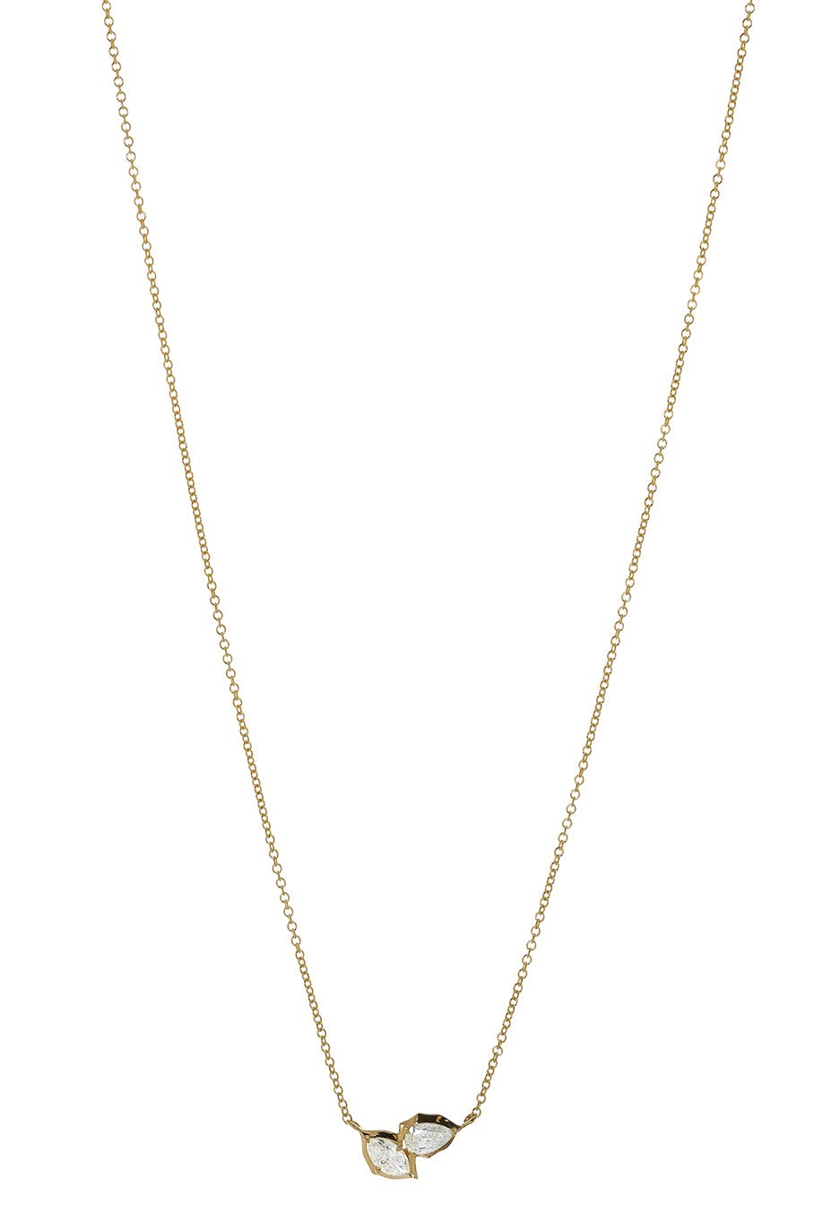 JADE TRAU-Poppy Two Stone Pendant Necklace-YELLOW GOLD