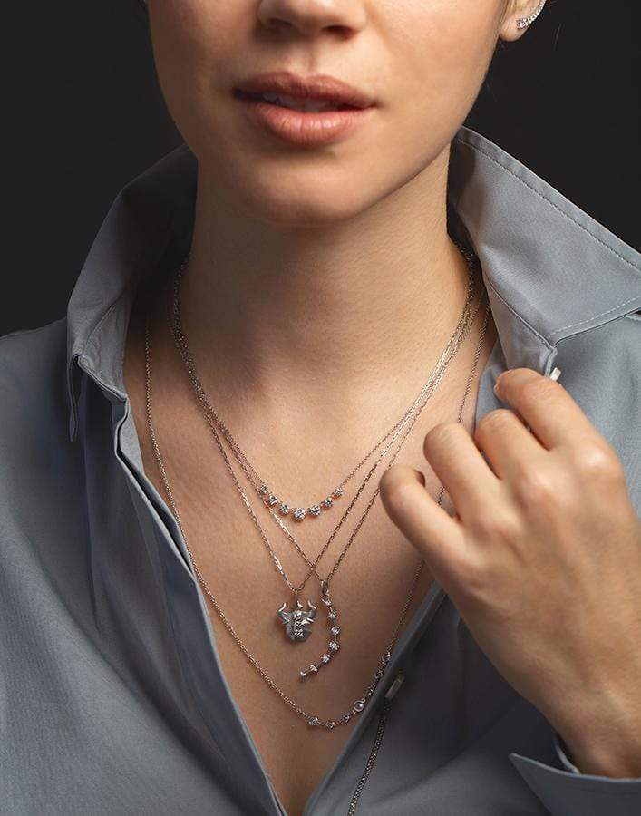 JADE TRAU-Taurus Charm Pendant-WHITE GOLD