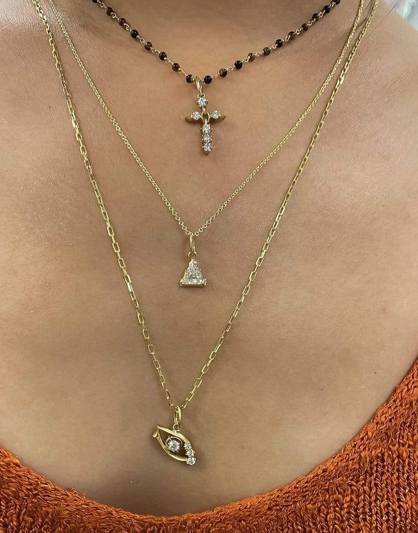 JADE TRAU-Diamond Cross Charm-YELLOW GOLD