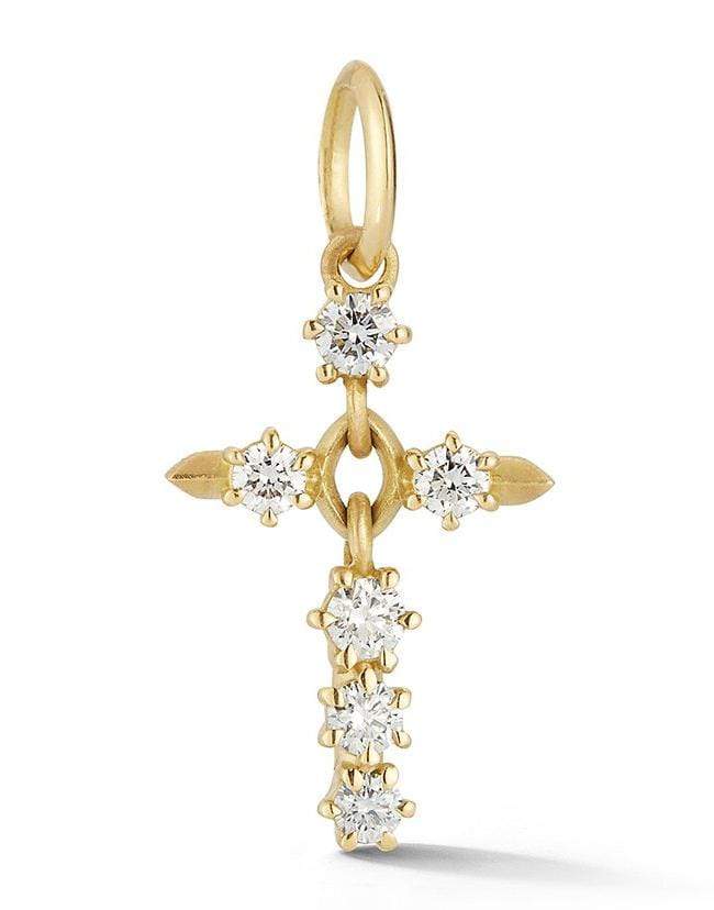 JADE TRAU-Diamond Cross Charm-YELLOW GOLD