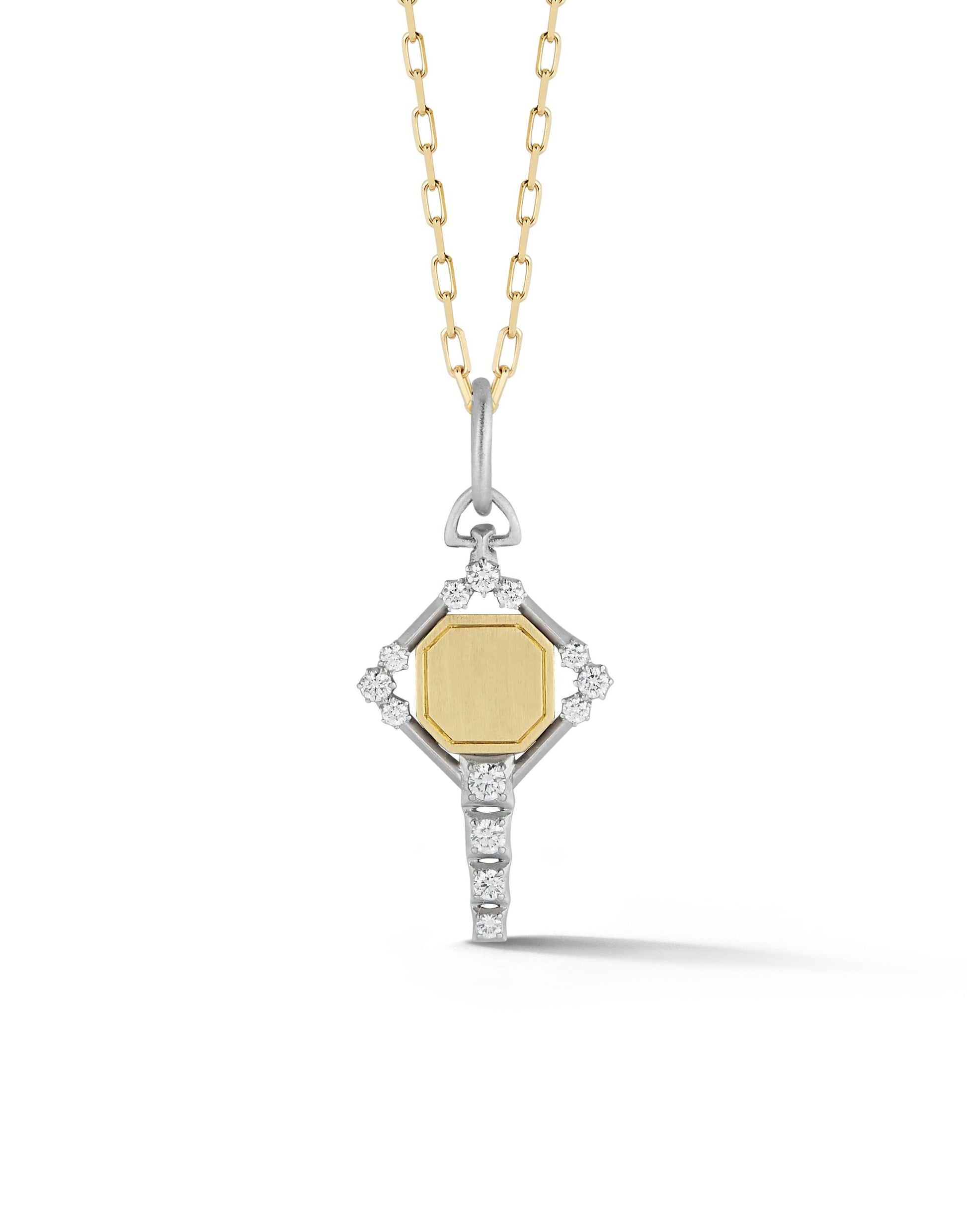 JADE TRAU-Harlow Mini Two Tone Key Charm-YELLOW GOLD