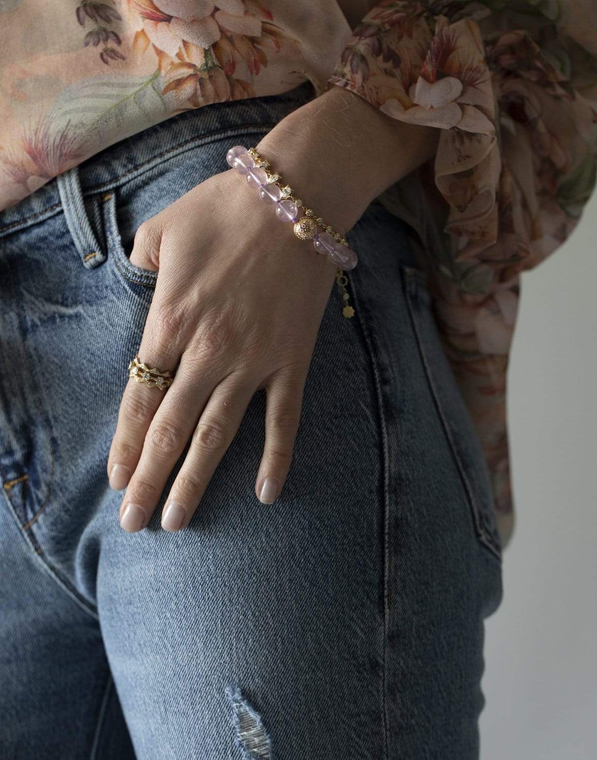 JADE TRAU-Small Diamond Kismet Band-YELLOW GOLD