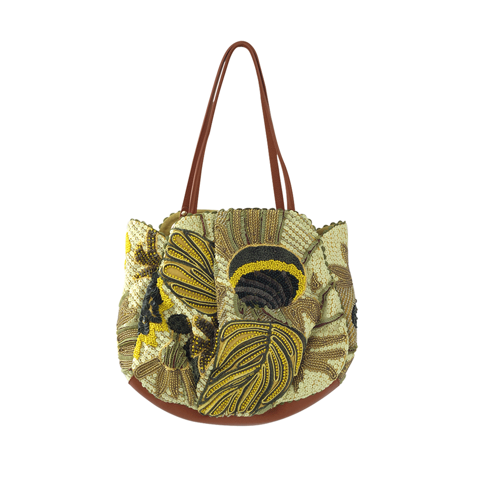 JAMIN PUECH-Paeonia Embroidered Bag-LIME