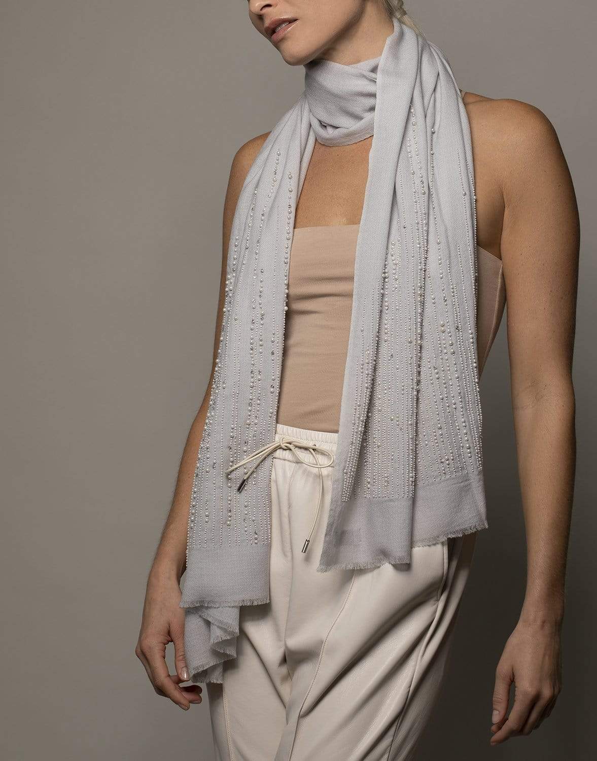 JANAVI INDIA-Frequency Scarf - Light Grey-LT GREY
